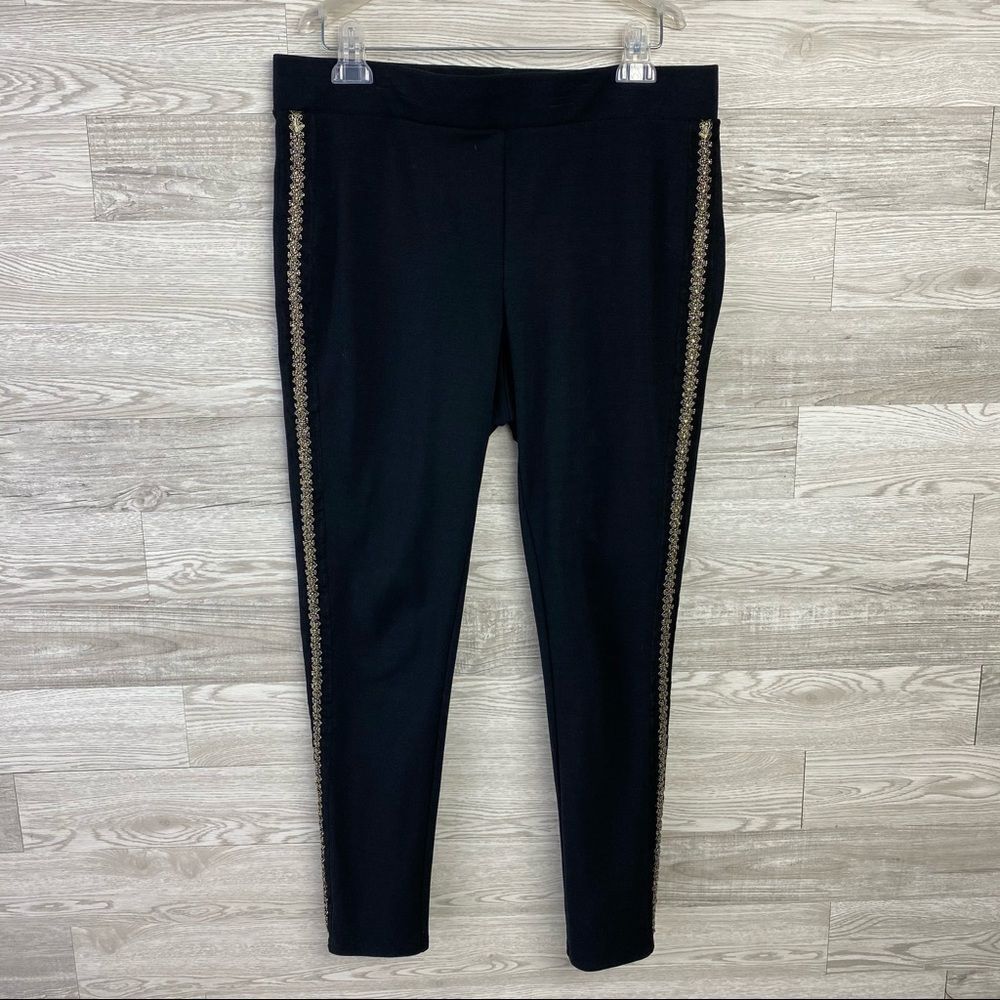 Lane Bryant Beaded Strip Black Legging Pants